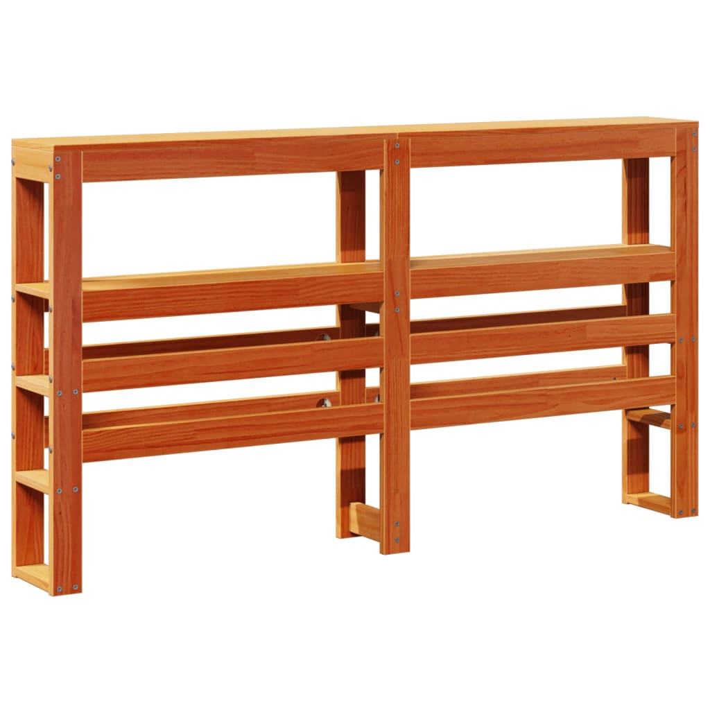 Testiera con Ripiani Marrone Cera 150 cm Legno Massello di Pino - homemem39