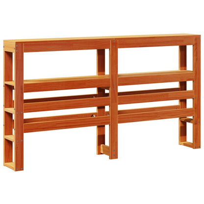 Testiera con Ripiani Marrone Cera 140 cm Legno Massello di Pino - homemem39