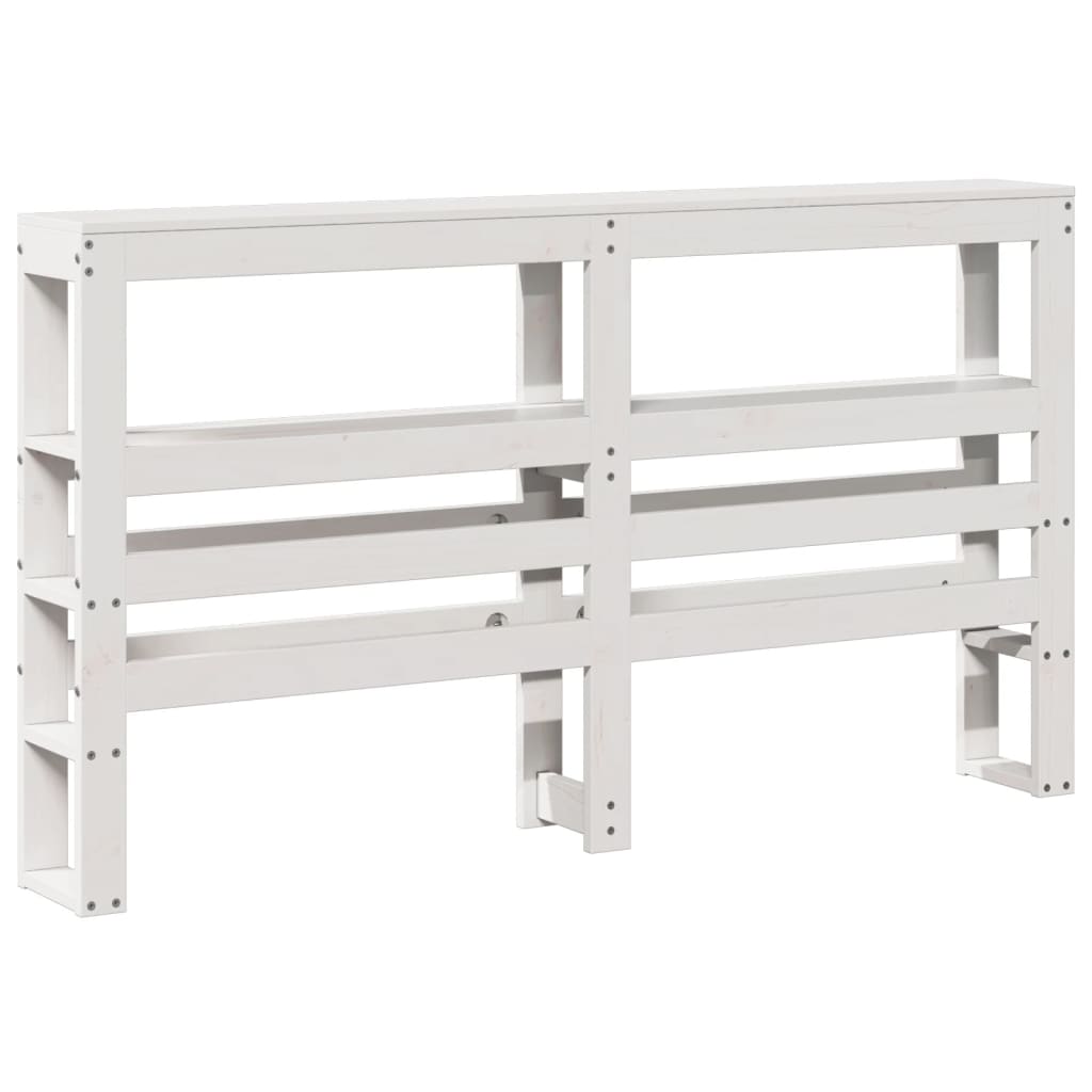 Testiera con Ripiani Bianca 120 cm in Legno Massello di Pino - homemem39