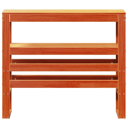 Testiera con Ripiani Marrone Cera 100 cm Legno Massello di Pino - homemem39