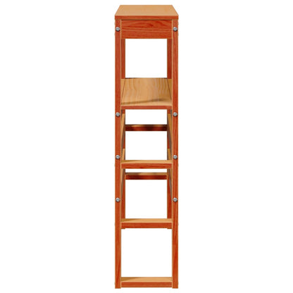 Testiera con Ripiani Marrone Cera 100 cm Legno Massello di Pino - homemem39