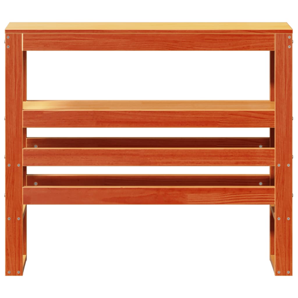 Testiera con Ripiani Marrone Cera 75 cm Legno Massello di Pino - homemem39