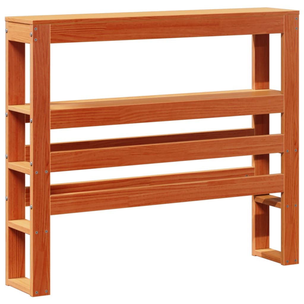 Testiera con Ripiani Marrone Cera 75 cm Legno Massello di Pino - homemem39