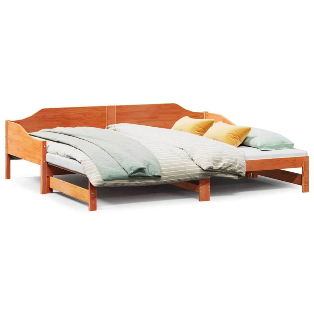 Divano con Letto Estraibile Marrone Cera 80x200cm Massello Pino | homemem39