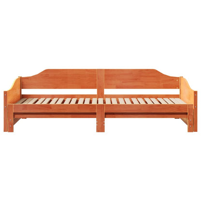 Divano con Letto Estraibile Marrone Cera 80x200cm Massello Pino