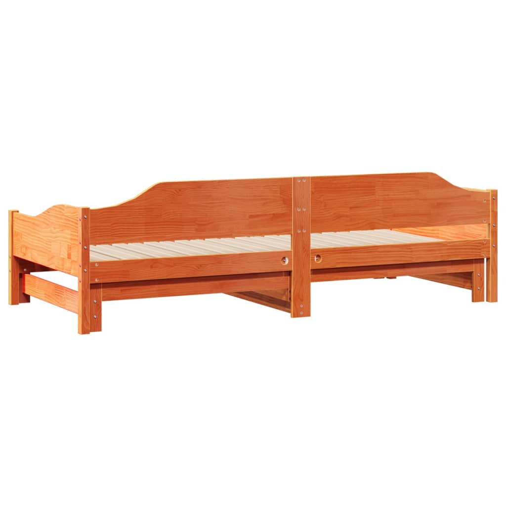 Divano con Letto Estraibile Marrone Cera 80x200cm Massello Pino | homemem39