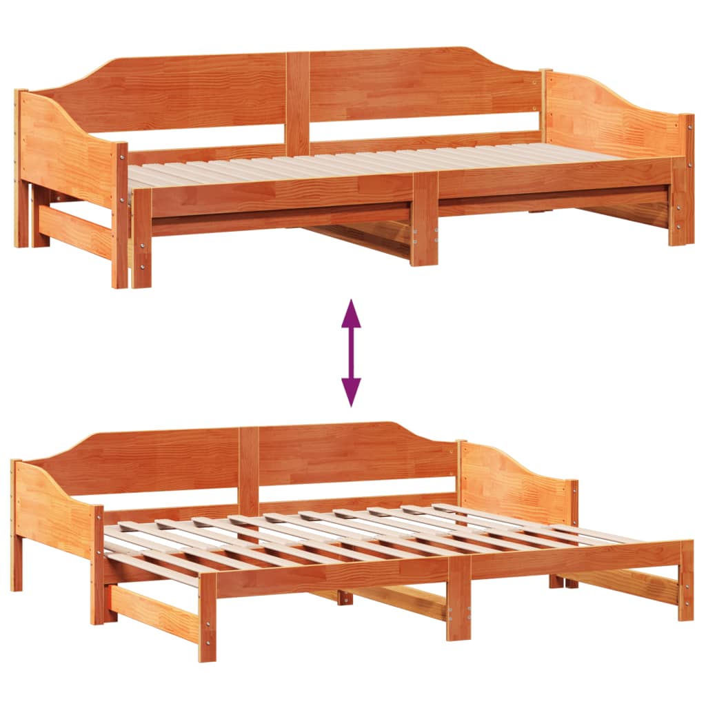 Divano con Letto Estraibile Marrone Cera 90x200cm Massello Pino - homemem39