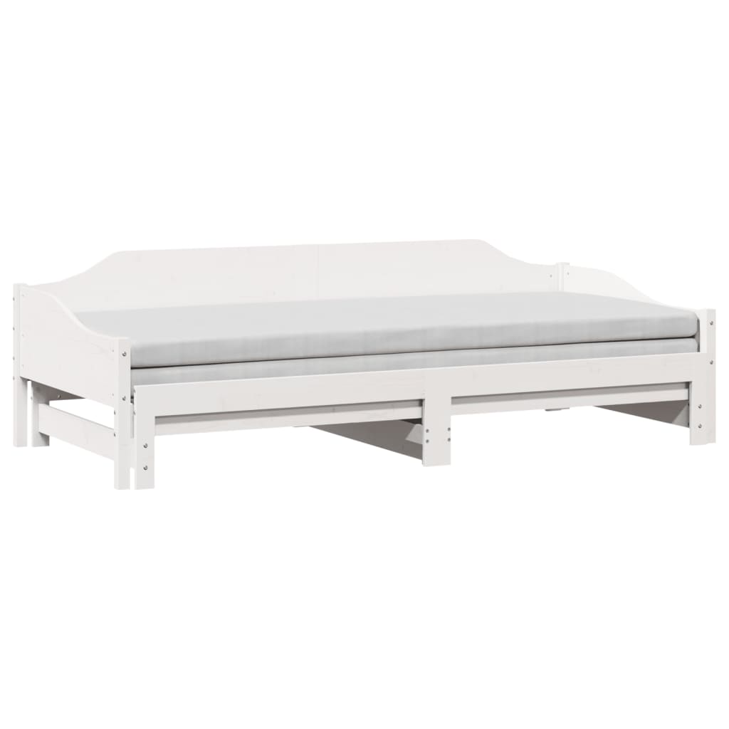 Divano Letto con Letto Estraibile Bianco 90x190cm Massello Pino | homemem39