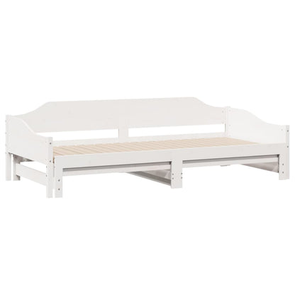 Divano Letto con Letto Estraibile Bianco 90x190cm Massello Pino - homemem39
