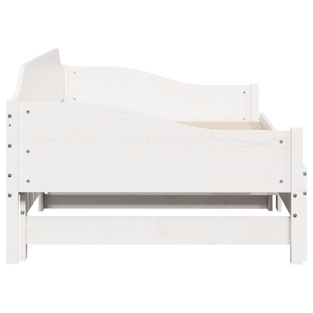 Divano Letto con Letto Estraibile Bianco 90x190cm Massello Pino | homemem39