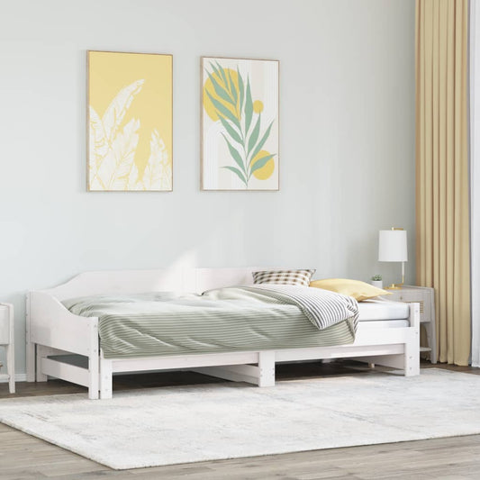 Divano Letto con Letto Estraibile Bianco 90x190cm Massello Pino - homemem39