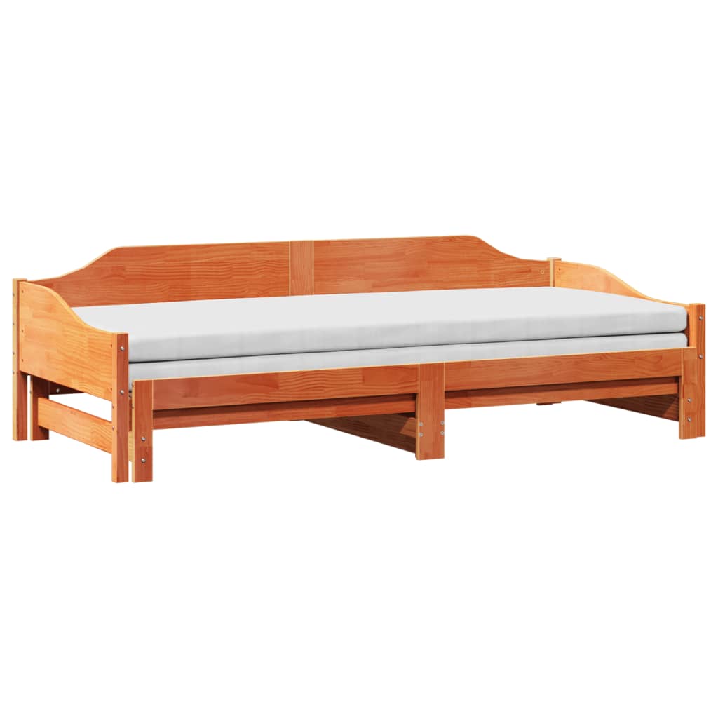 Divano Letto con Rotelle senza Materasso Marrone Cera 90x190 cm - homemem39