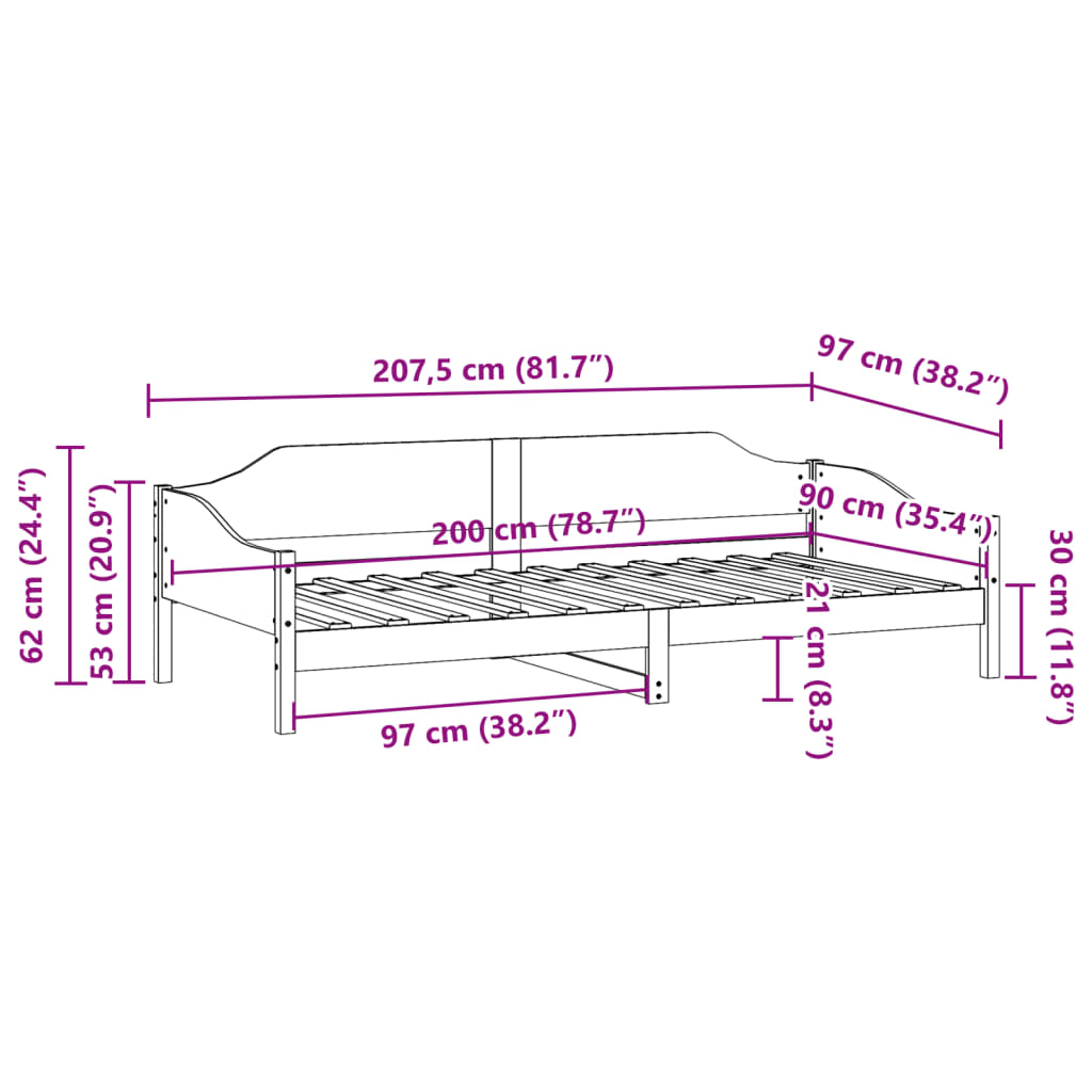 Letto senza Materasso Marrone Cera 90x200 cm Legno di Pino - homemem39