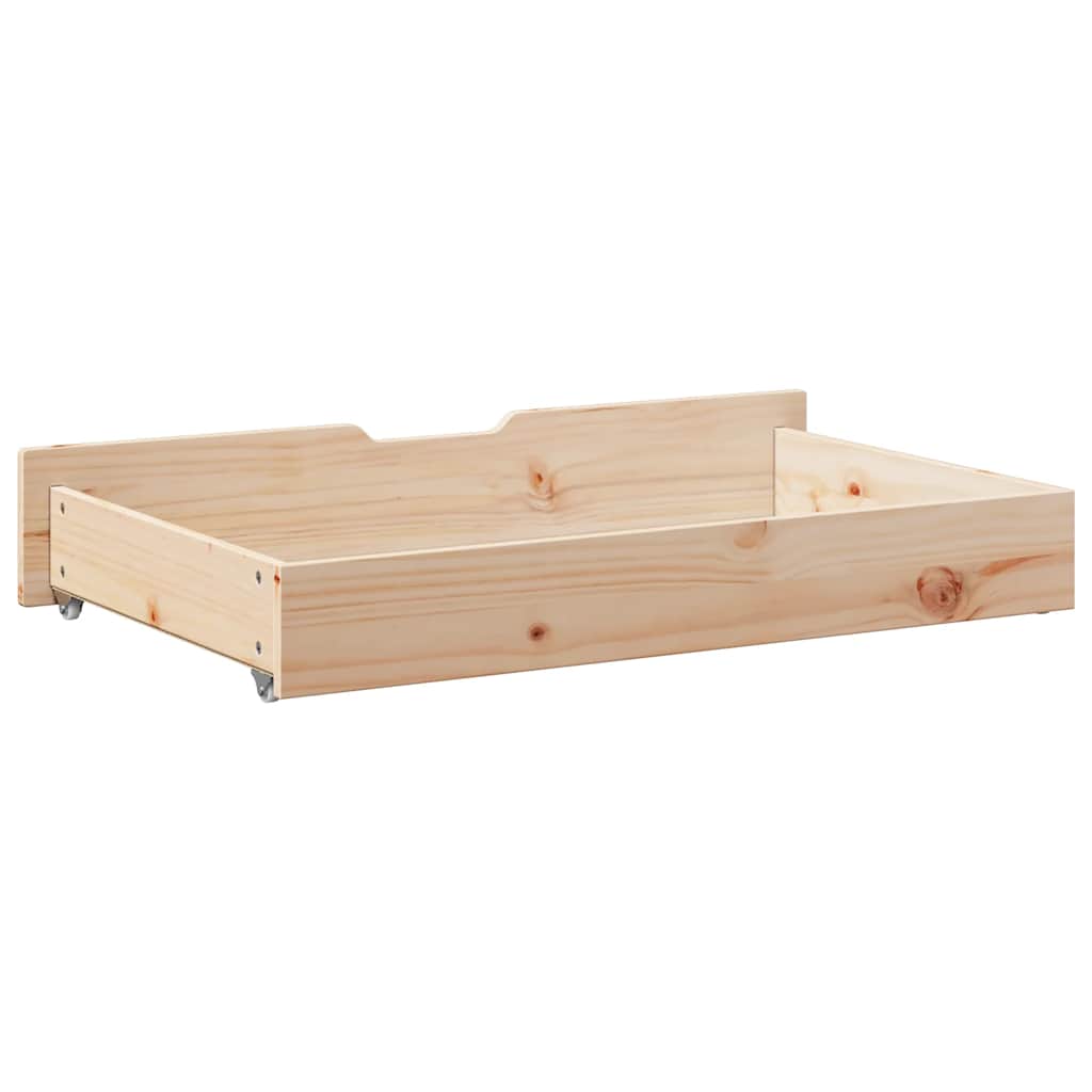 Cassettoni Letto con Ruote 2 pz 90x55x17 cm Legno Massello Pino | homemem39