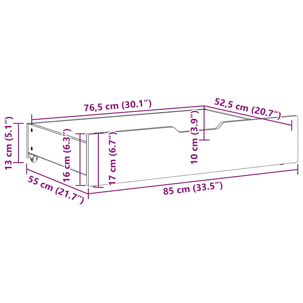 Cassettoni da Letto 2 pz Bianchi 85x55x17 cm in Legno di Pino | homemem39