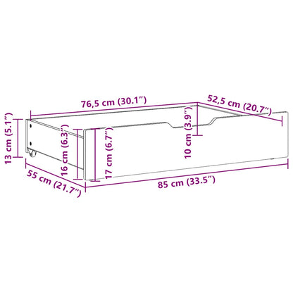 Cassettoni da Letto 2 pz Bianchi 85x55x17 cm in Legno di Pino | homemem39