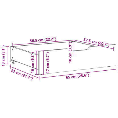 Cassettoni per Letto 2pz Marrone Cera 65x55x17 cm Legno di Pino | homemem39