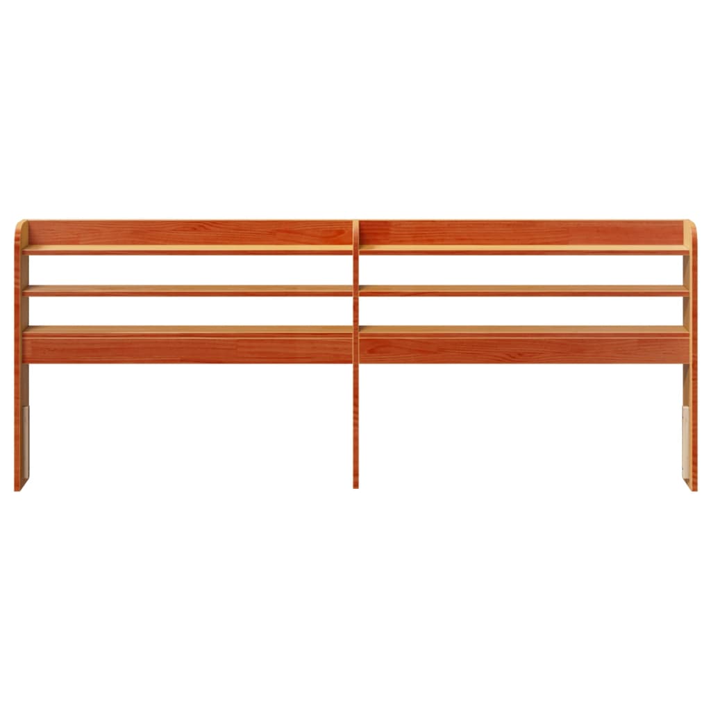 Testiera con Ripiani Marrone Cera 180 cm Legno Massello di Pino - homemem39