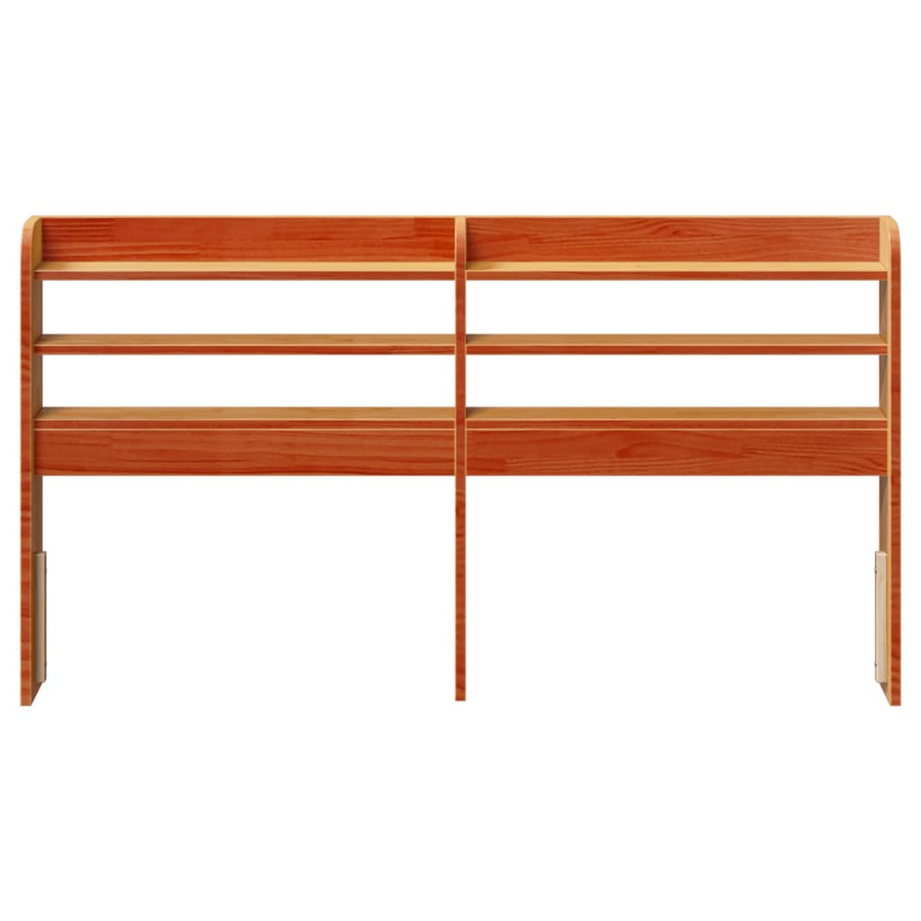 Testiera con Ripiani Marrone Cera 140 cm Legno Massello di Pino - homemem39