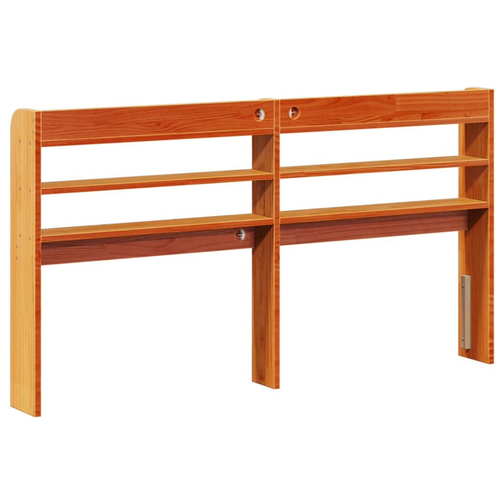 Testiera con Ripiani Marrone Cera 140 cm Legno Massello di Pino - homemem39