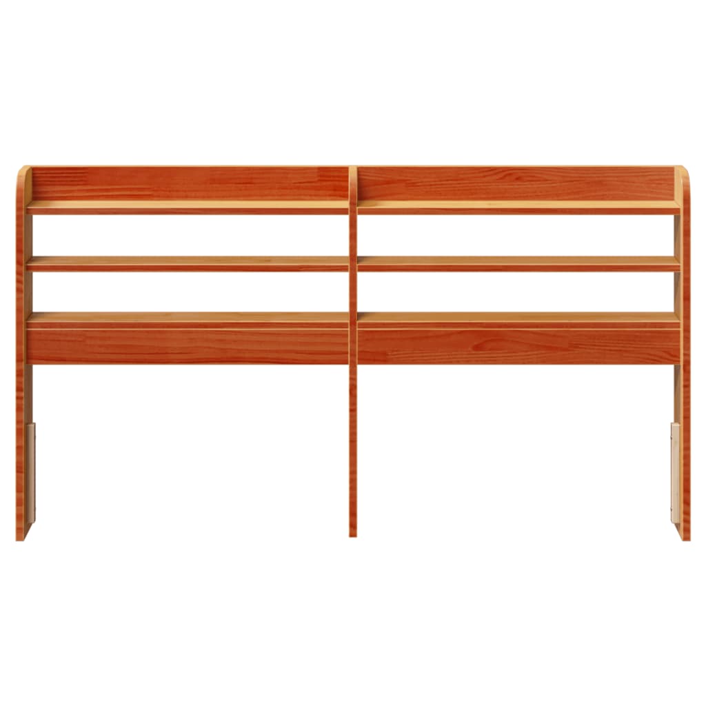 Testiera con Ripiani Marrone Cera 135 cm Legno Massello di Pino - homemem39