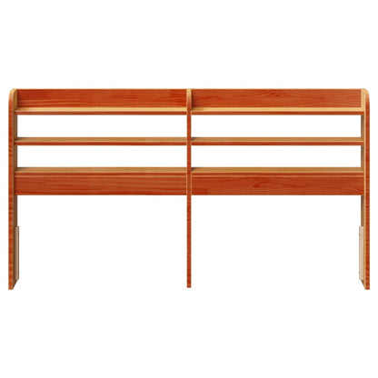 Testiera con Ripiani Marrone Cera 120 cm Legno Massello di Pino - homemem39