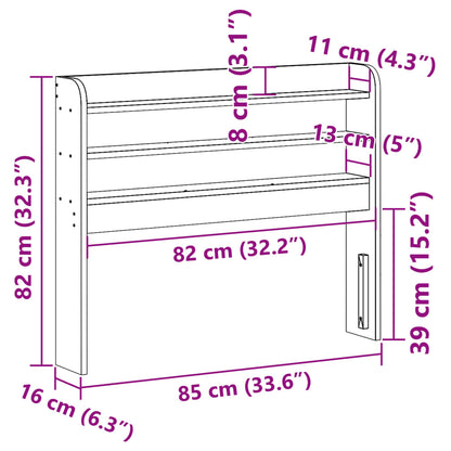 Testiera con Ripiani Marrone Cera 75 cm Legno Massello di Pino - homemem39