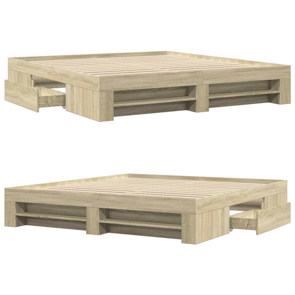 Giroletto senza Materasso Rovere Sonoma 200x200cm in Truciolato - homemem39