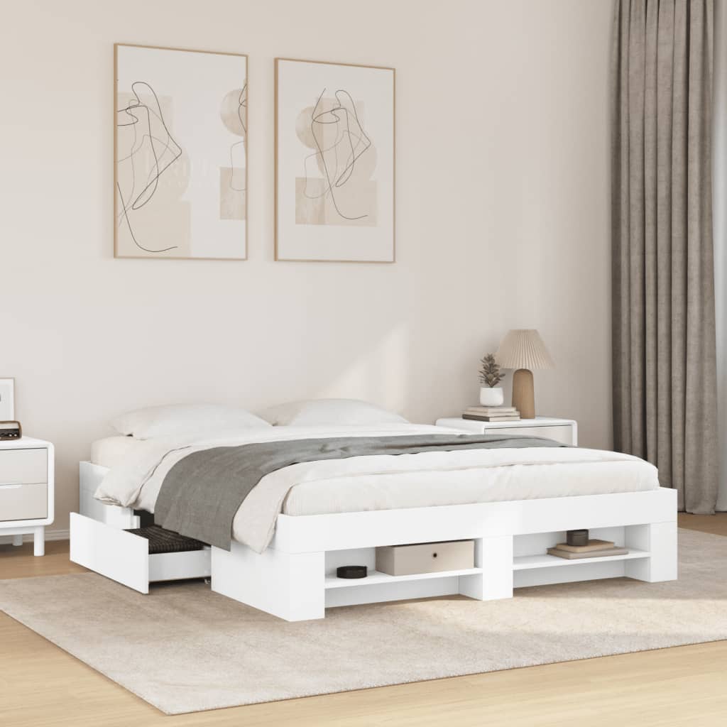 Giroletto senza Materasso Bianco 160x200cm in Legno Multistrato