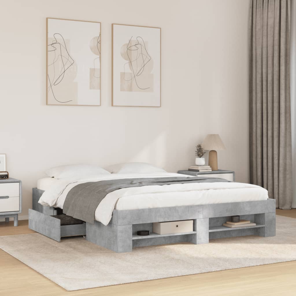Giroletto senza Materasso Grigio Cemento 160x200cm Truciolato