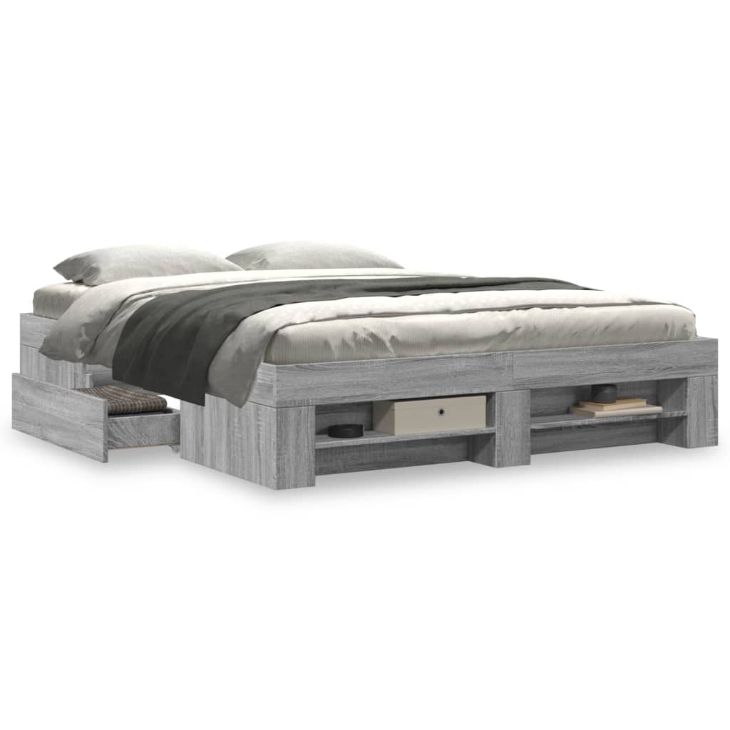 Giroletto senza Materasso Grigio Sonoma 160x200 cm Truciolato