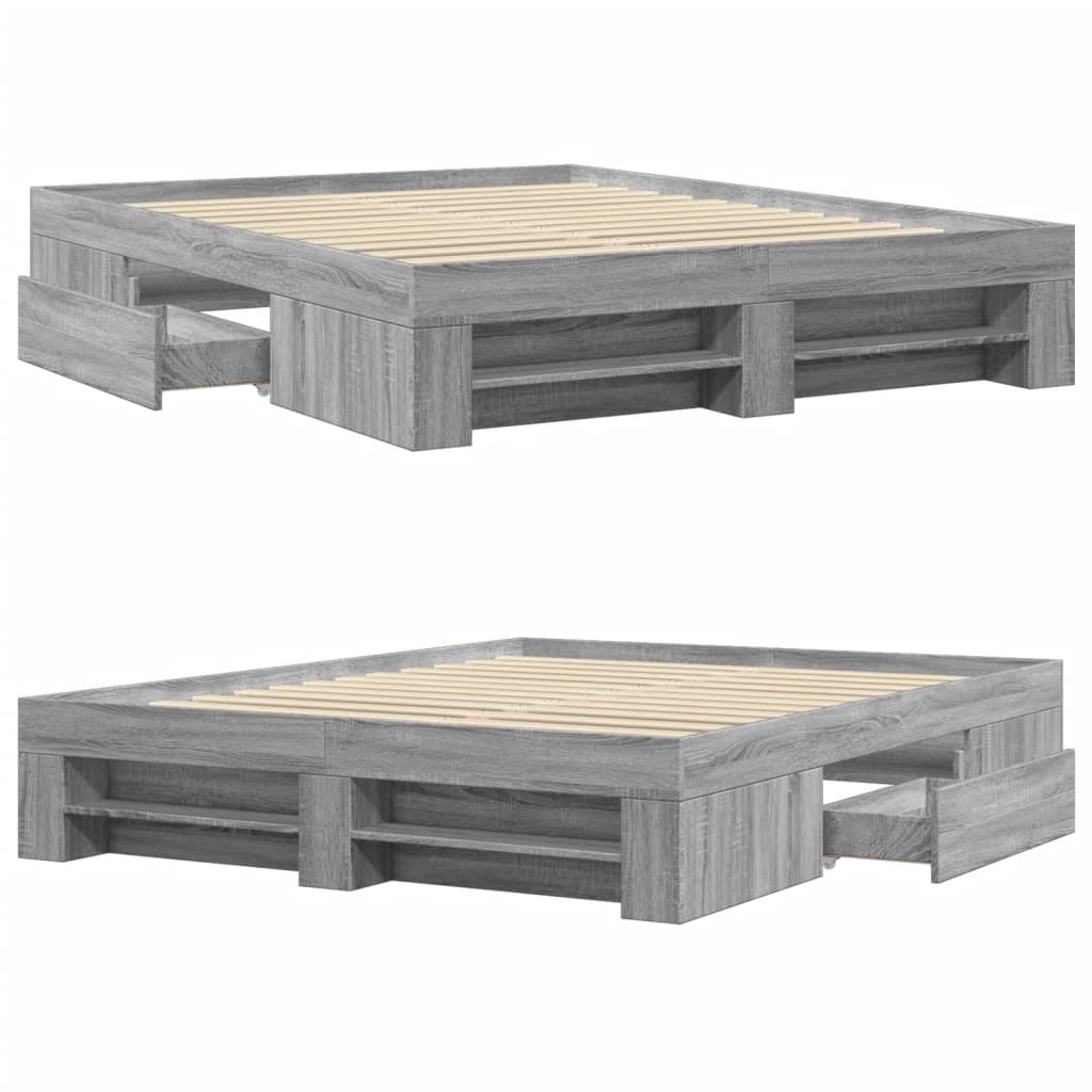 Giroletto senza Materasso Grigio Sonoma 160x200 cm Truciolato