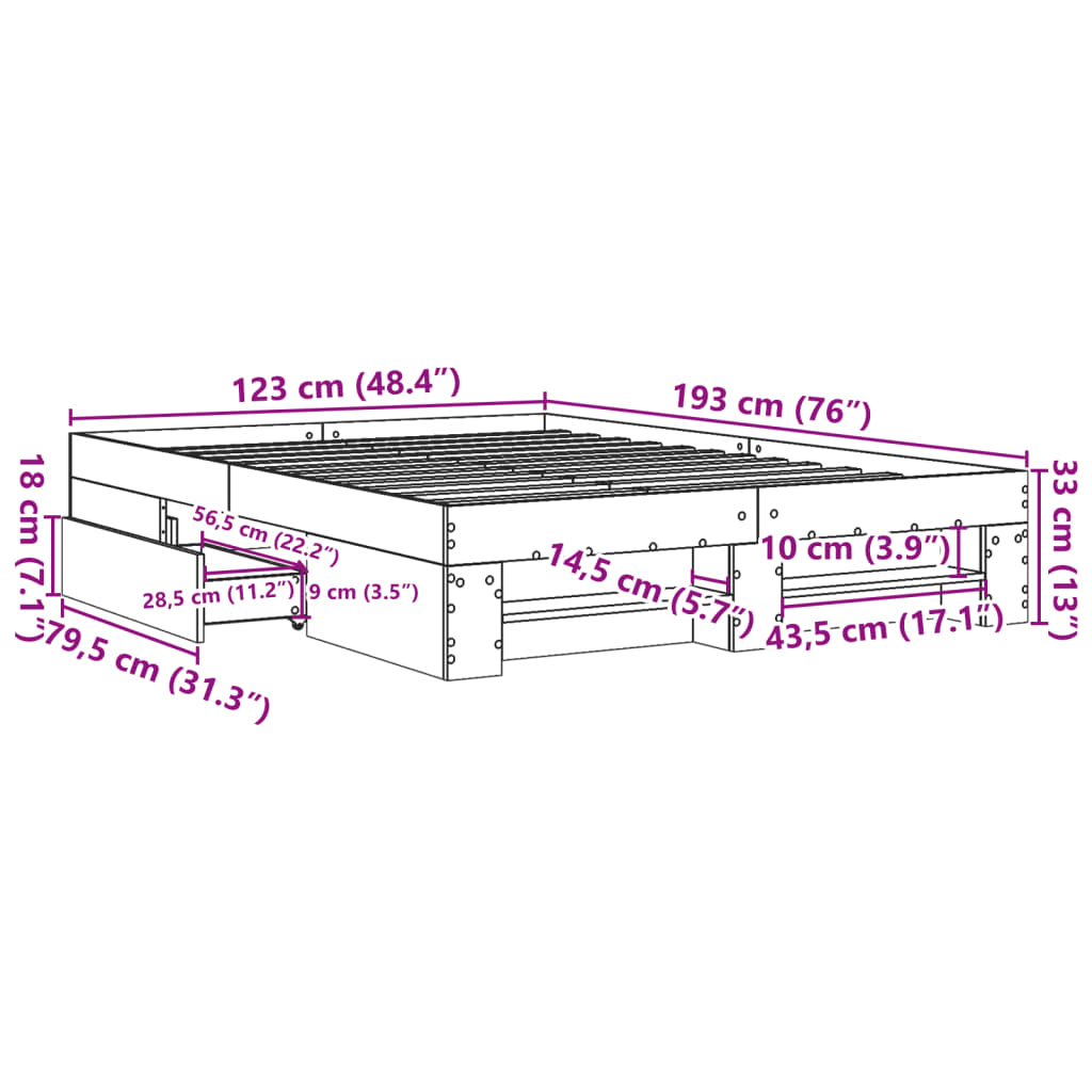 Giroletto Nero 120x190 cm in Legno Multistrato | homemem39