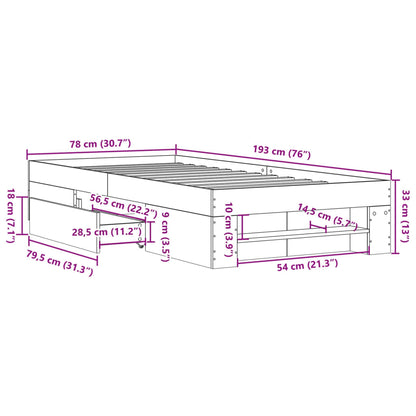 Giroletto Grigio Sonoma 75x190 cm in Legno Multistrato | homemem39