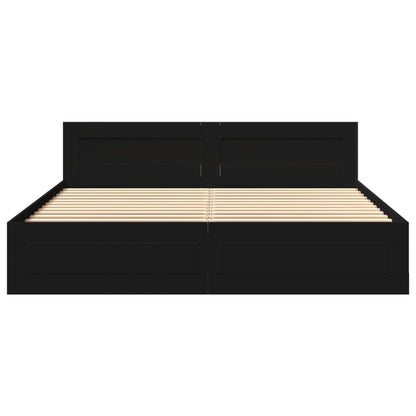 Giroletto con Testiera senza Materasso Nero 200x200 cm