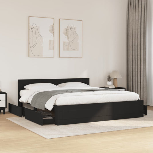 Giroletto con Testiera senza Materasso Nero 200x200 cm