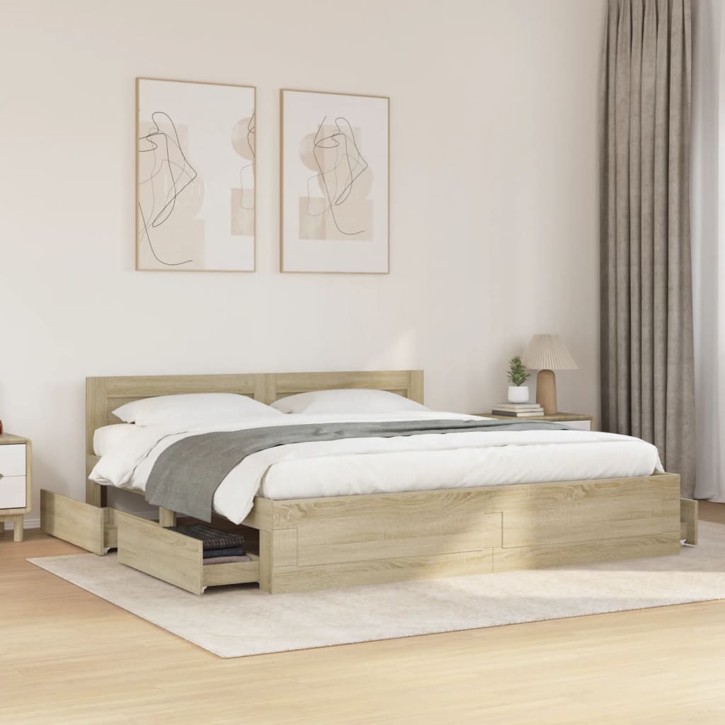 Giroletto Testiera Rovere Sonoma 200x200 cm Legno Multistrato | homemem39