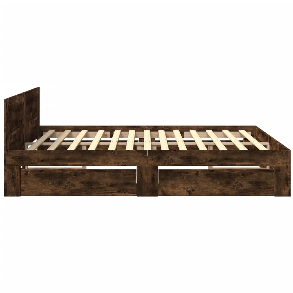 Giroletto con Testiera Rovere Fumo 200x200 cm Legno Multistrato