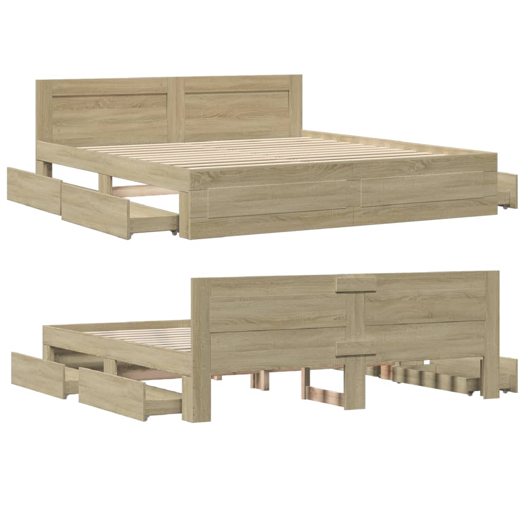 Giroletto Testiera Rovere Sonoma 180x200 cm Legno Multistrato | homemem39