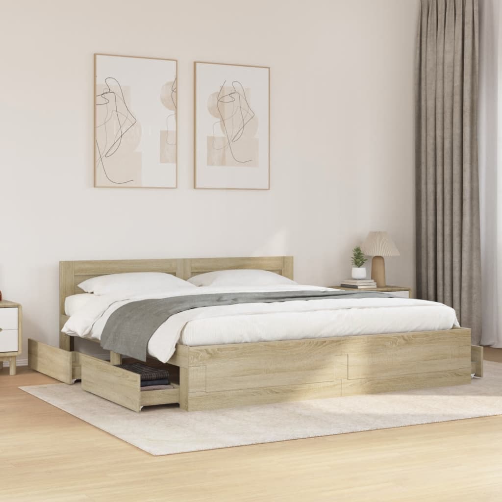 Giroletto Testiera Rovere Sonoma 180x200 cm Legno Multistrato | homemem39