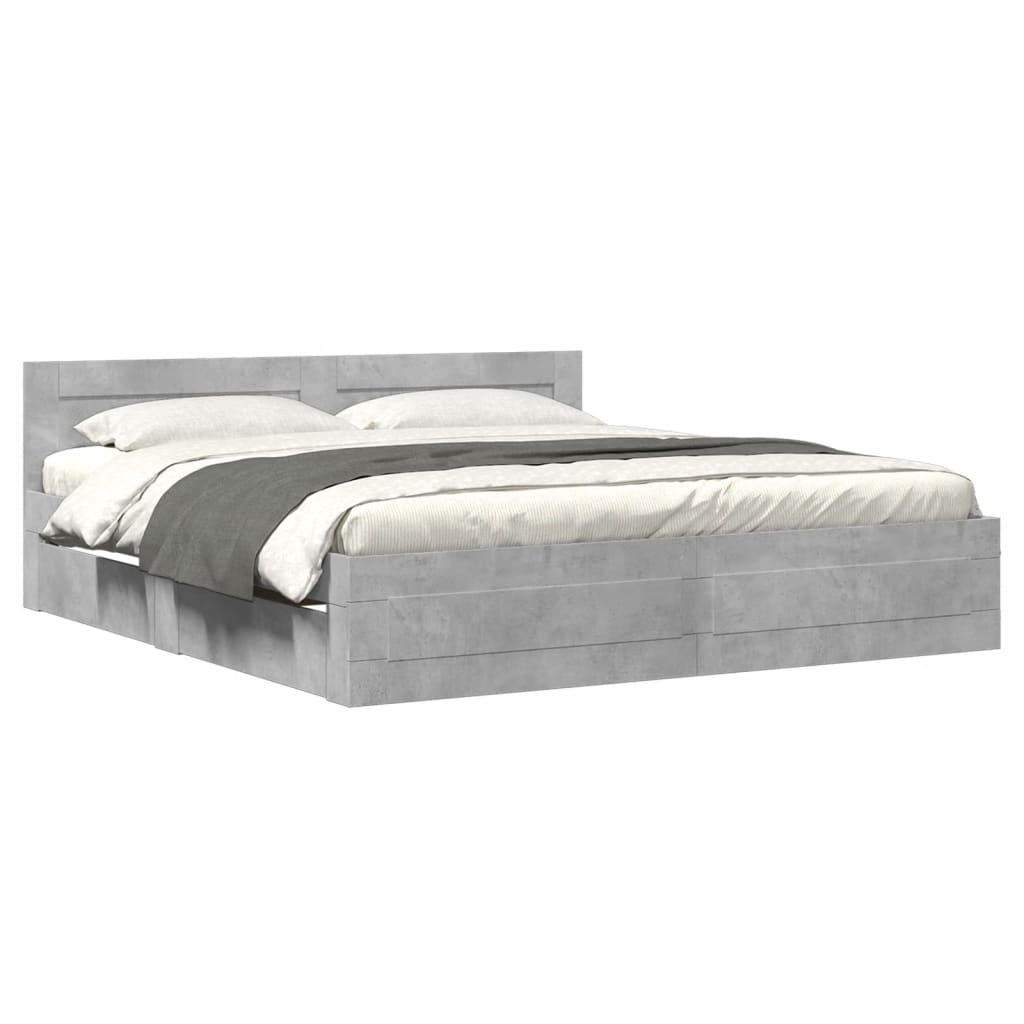 Giroletto Testiera Grigio Cemento 180x200 cm Legno Multistrato