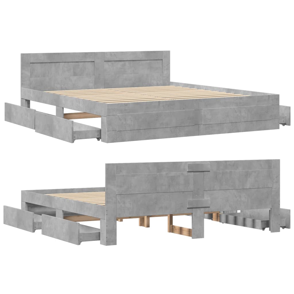 Giroletto Testiera Grigio Cemento 180x200 cm Legno Multistrato | homemem39