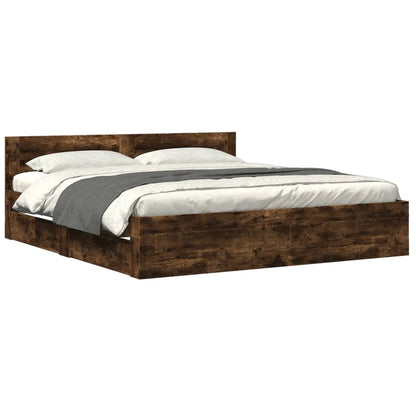 Giroletto con Testiera Rovere Fumo 180x200 cm Legno Multistrato | homemem39