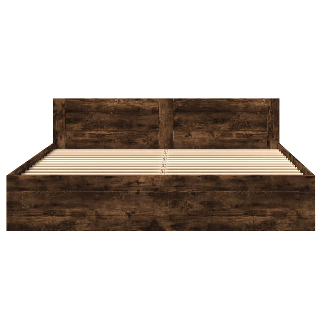 Giroletto con Testiera Rovere Fumo 180x200 cm Legno Multistrato | homemem39