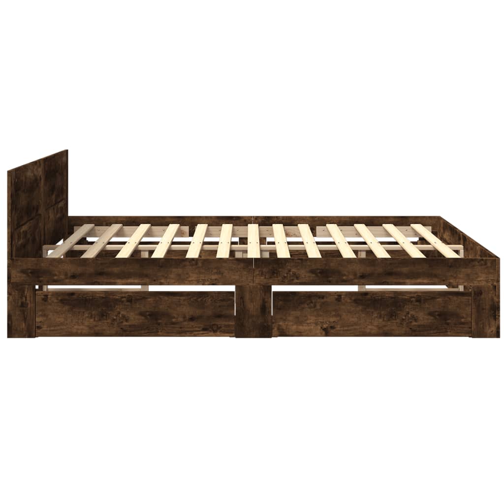 Giroletto con Testiera Rovere Fumo 180x200 cm Legno Multistrato