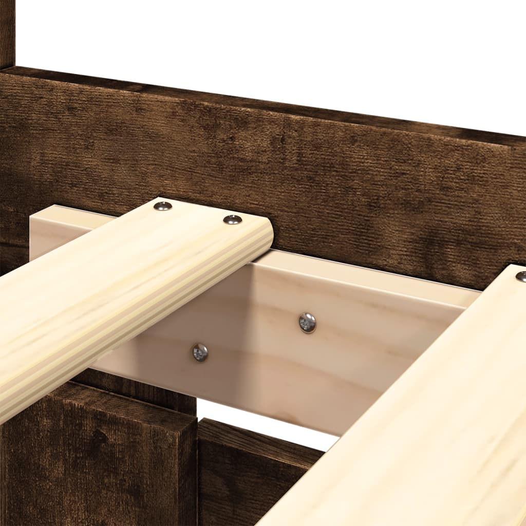 Giroletto con Testiera Rovere Fumo 180x200 cm Legno Multistrato