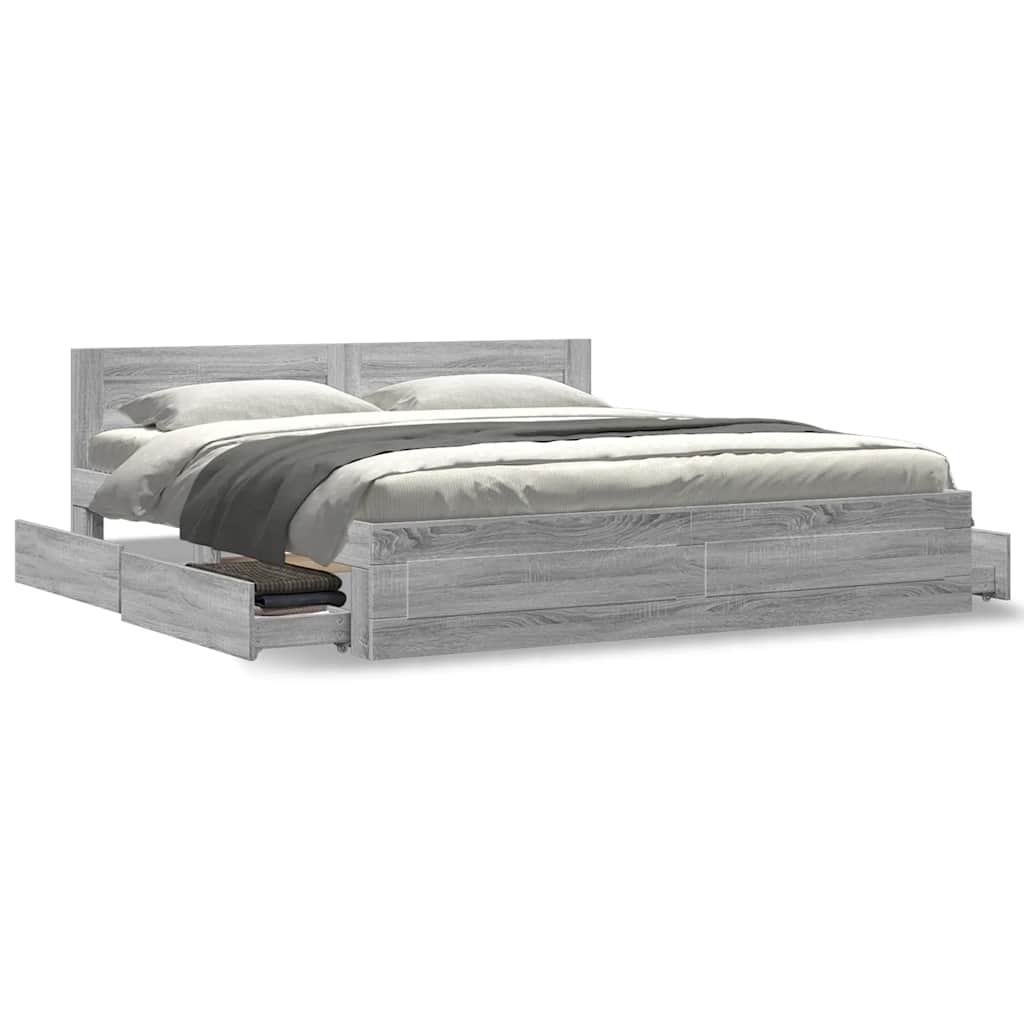 Giroletto Testiera Grigio Sonoma 180x200 cm Legno Multistrato