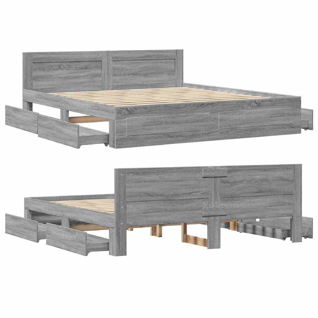 Giroletto Testiera Grigio Sonoma 180x200 cm Legno Multistrato | homemem39