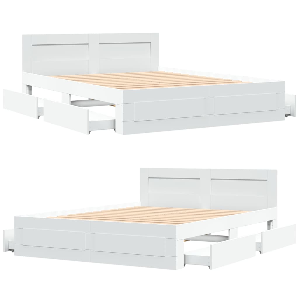 Giroletto con Testiera senza Materasso Bianco 160x200 cm | homemem39