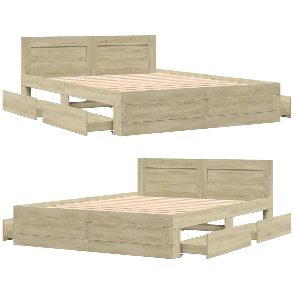 Giroletto Testiera Rovere Sonoma 160x200 cm Legno Multistrato | homemem39